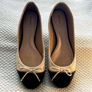 Lands'End Quilted Ballet Flats | Size: 7 | Balck/Cream Patent Leather